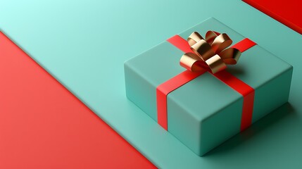 3D Colorful Gift Box with Ribbon on Modern Background. Christmas Theme.