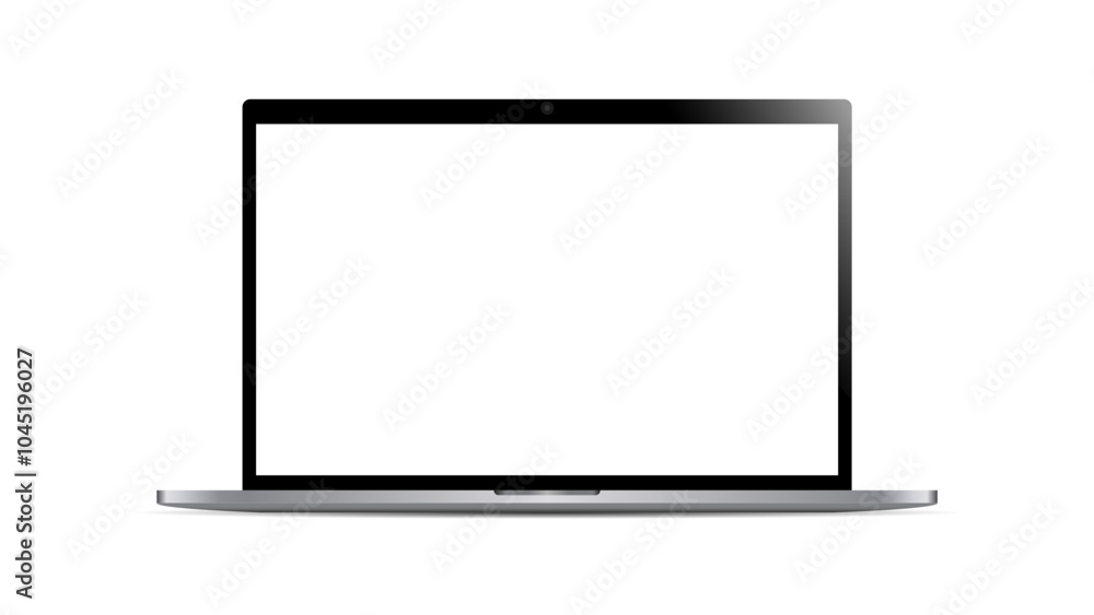 Wall mural laptop modern mockup. realistic laptop front view. blank screen display notebook. opened computer sc