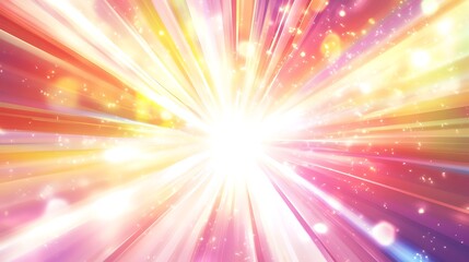 A burst of light with glowing streaks and sparkles in a soft, colorful background.