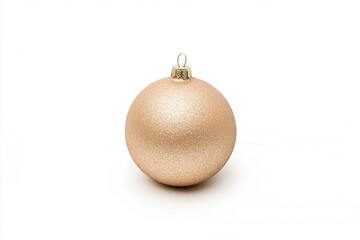 Gold glitter Christmas ornament on a white isolated background.