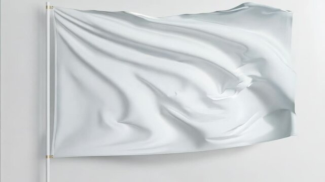 White flag with a white background. The flag is waving in the wind