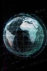 Obraz premium Global Digital Network Earth - Connected World Technology Concept