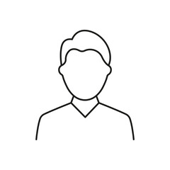 Man Outline Icon. Basic Male Avatar Line Icon with Short Hair and Collar. Isolated Vector Illustration