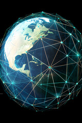 Global Digital Network Earth - Connected World Technology Concept
