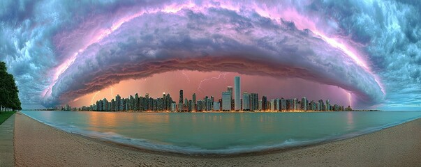 Obraz premium Dramatic Cityscape Under Ominous Sky