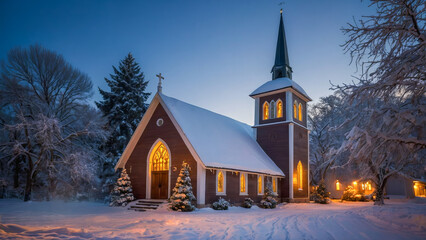 AI-generated images of the church decorated with Christmas lights