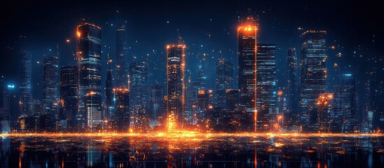 Fototapeta premium Futuristic Cityscape with Glowing Lights