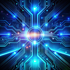 Obraz premium futuristic interface featuring digital circuits and glowing data streams, highlighting
