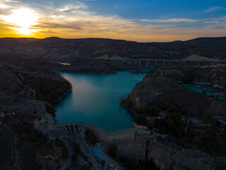 Aerial view of the Cierva reservoir, Murcia region, Spain