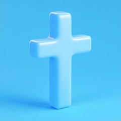 A blue cross is shown on a blue background
