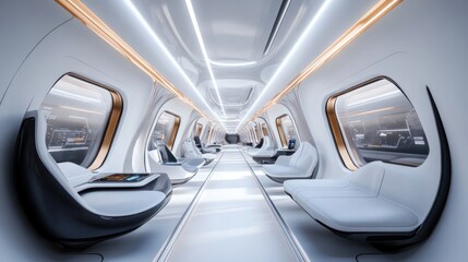 Fototapeta premium modern train concept, showcasing its innovative wheel-less design and state