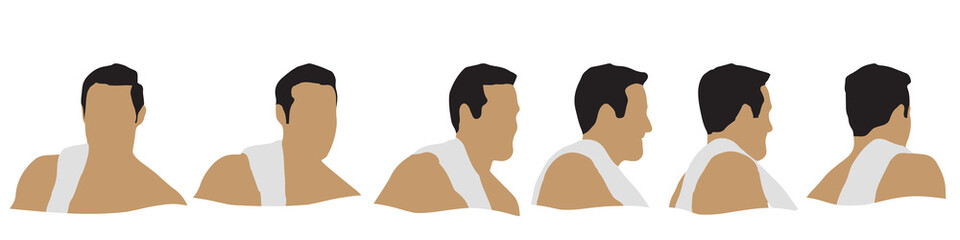 Conceptual human head isolated on white background as abstract avatar as a set or collection banner for social design concept. Human closeup anonymous faces head shot for human character illustration