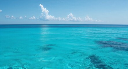 Obraz premium Clear turquoise ocean water background sparkling turquoise water on a calm summer day