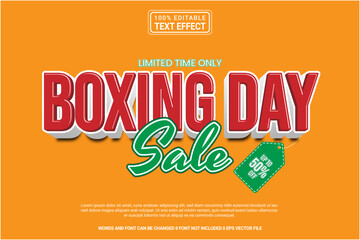 Editable text effect Boxing Day December 3d cartoon template style modern premium vector