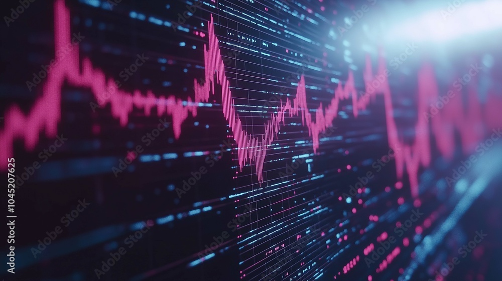 Poster digital rising graph line with colorful background