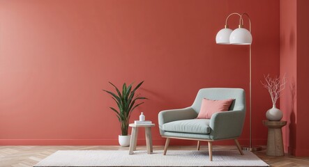 Smooth coral red wall background bright coral surface with a clean matte finish