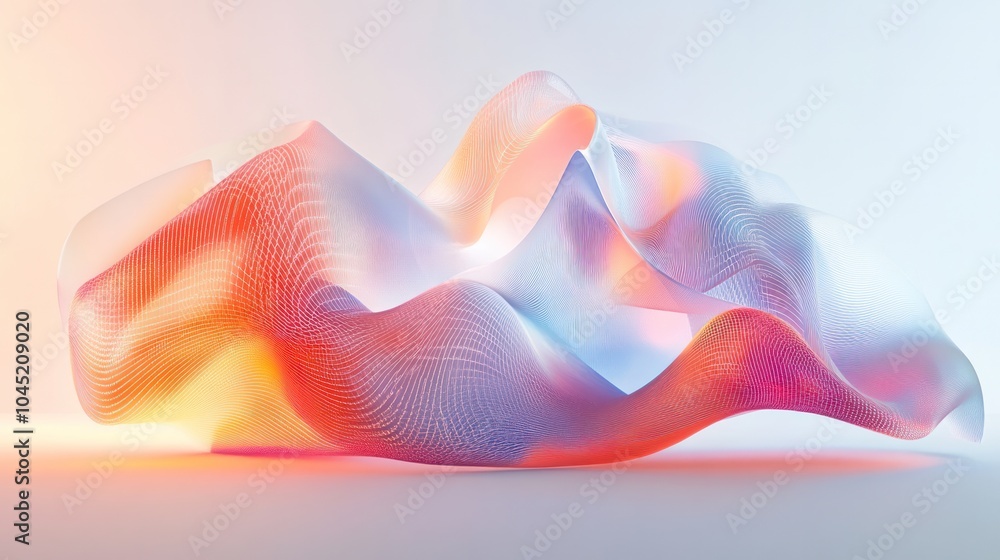Poster an artistic depiction of a quantum womb, where geometric shapes and fluid lines merge to form an org