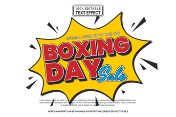 Editable text effect Boxing Day December 3d cartoon template style modern premium vector