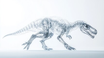 Fototapeta premium creative illustration of a dinosaur surrounded by a halo of quantum particles