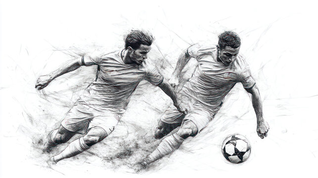 soccer players action sketch black and white clip art preview