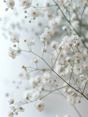 Fototapeta premium Delicate baby's breath flowers create a serene backdrop perfect for any occasion or celebration in a gentle, airy setting