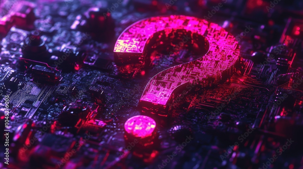 Poster abstract question mark on circuit board background