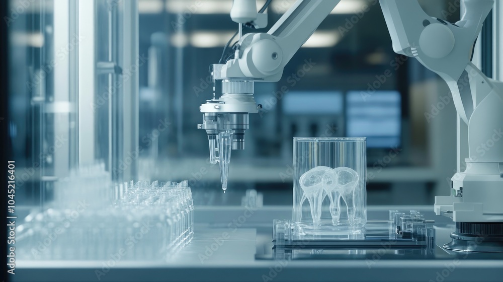Poster robotic arm in a modern laboratory setting