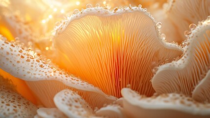 sun coming through the mushroom in the middle of the woods