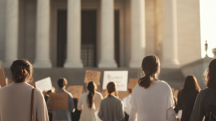 Women Protesting Outside Courthouse for Justice and Legal Reforms