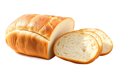 Delicious homemade sliced breads isolated on transparent png background, various of breads for selling in shop concept