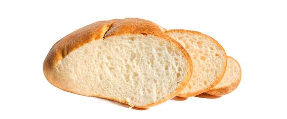 Delicious homemade sliced breads isolated on transparent png background, various of breads for selling in shop concept