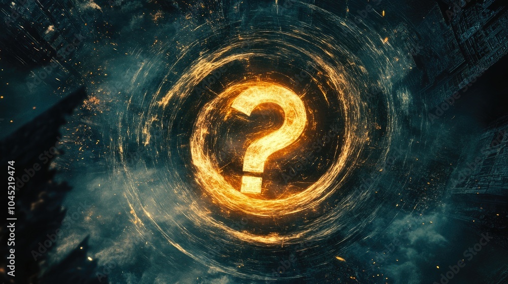 Poster mysterious symbol of question in abstract background