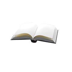 A concept image of an open book hovering in mid-air against a simple background. The book's blank pages symbolize imagination, creativity, and endless possibilities.
