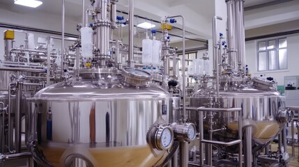 Industrial Stainless Steel Mixing Tanks in Laboratory