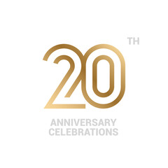 20 years anniversary logo design on white background for celebration event. 20th celebration emblem.