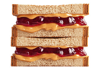 Photo of peanut butter and jelly sandwich .Transparent background. Isolated PNG.