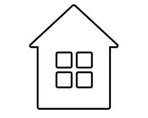 House - linear stylized vector illustration for logo or pictogram. Linear simple one-story house with a window - icon or sign. Outline.	