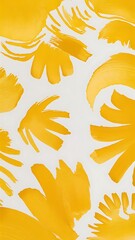 Top view of yellow watercolor brushstrokes with on white background