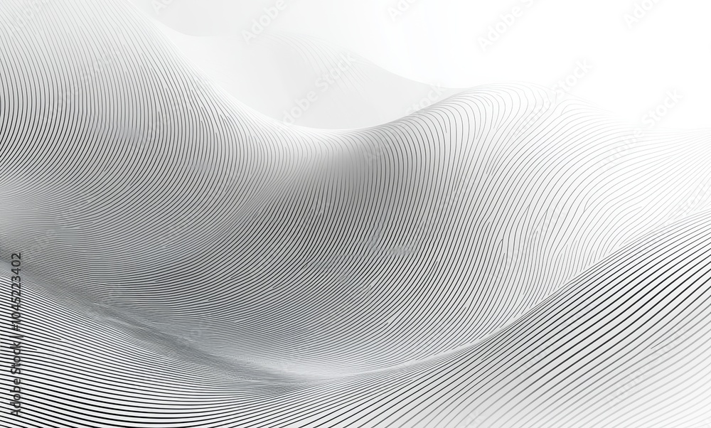 Poster abstract fluid wave lines background in monochrome shades with minimal geometric pattern for modern 