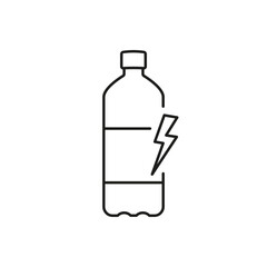 Energy Drink Bottle Line Icon With Lightning Bolt. Energy Boost And Stimulation Outline Symbol. Isolated Vector Illustration