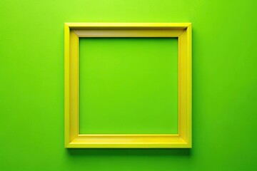 Fluorescent yellow frame on green background in forced perspective