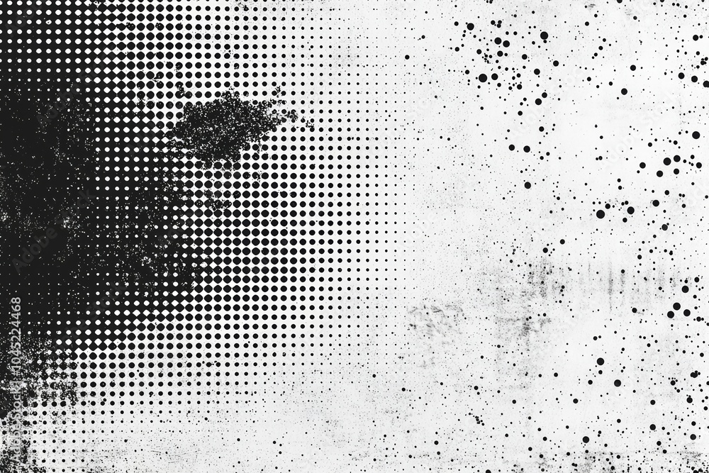 Poster conceptual image of futuristic bookshelves and gradient halftone pattern in urban building interior