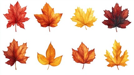 A vibrant collection of autumn leaves, showcasing shades of red, orange, and yellow in a beautiful arrangement.