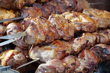 Fatty, unhealthy meat with cholesterol and carcinogens