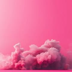 Fototapeta premium Pretty pink rose fuchsia cloudscape abstract dreamy soft vapor pastel gradient background minimal design copyspace ethereal frame border surreal concept modern editorial banner copy space blank ad