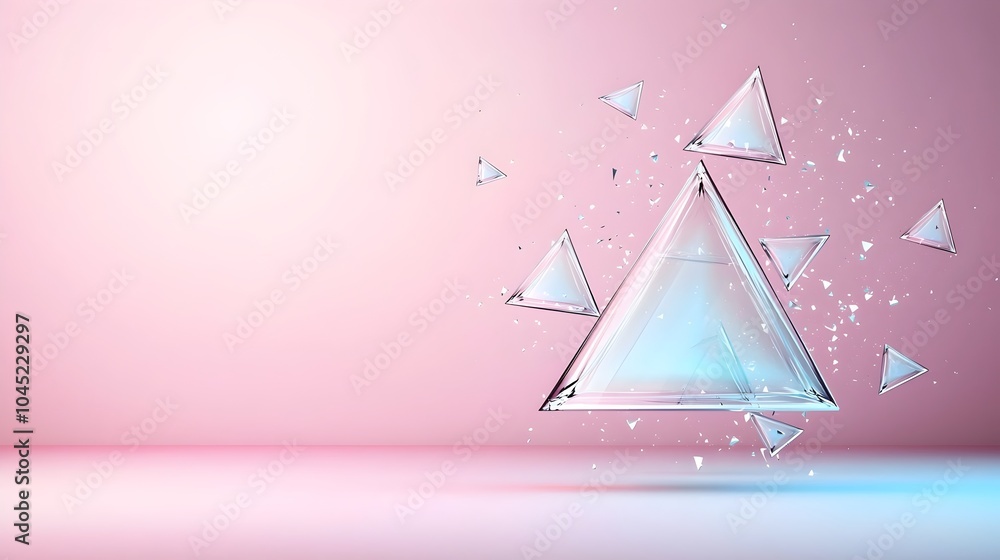 Poster dynamic motion of vibrant kinetic triangles - abstract geometry featuring fluid curves and vivid hue