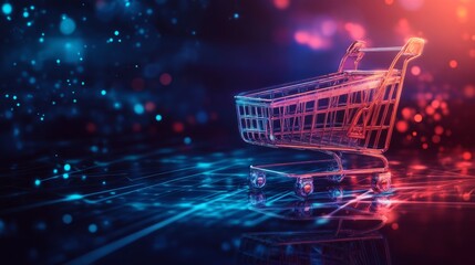 Online shopping sale promotion with a full cart image, ideal for e-commerce banners and offers