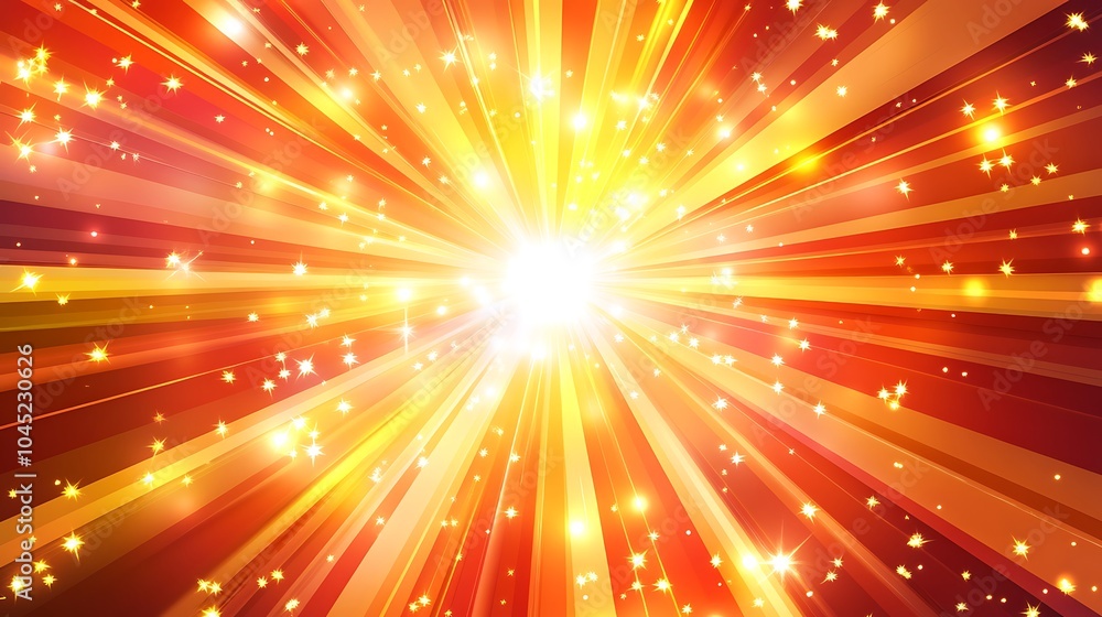 Aufkleber abstract background with a bright burst of light and glowing stars.