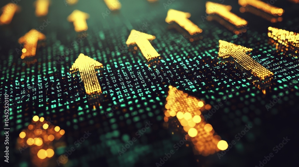 Poster digital interface displaying gold prices with arrows