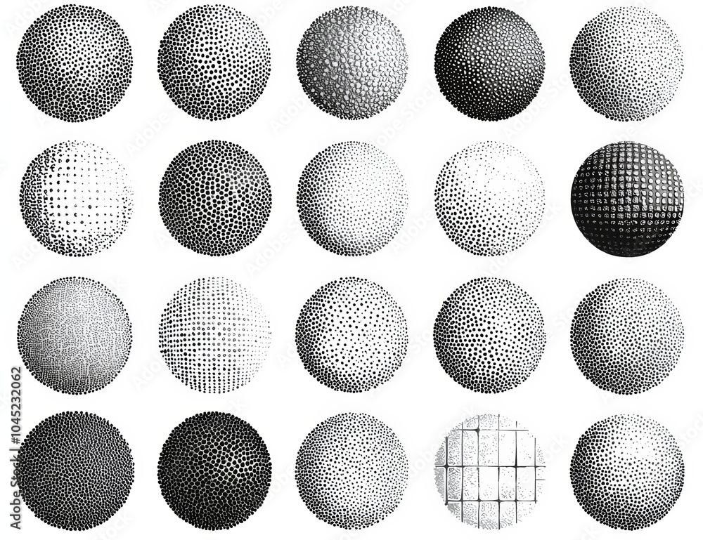 Poster stylized abstract geometric spherical patterns and shapes